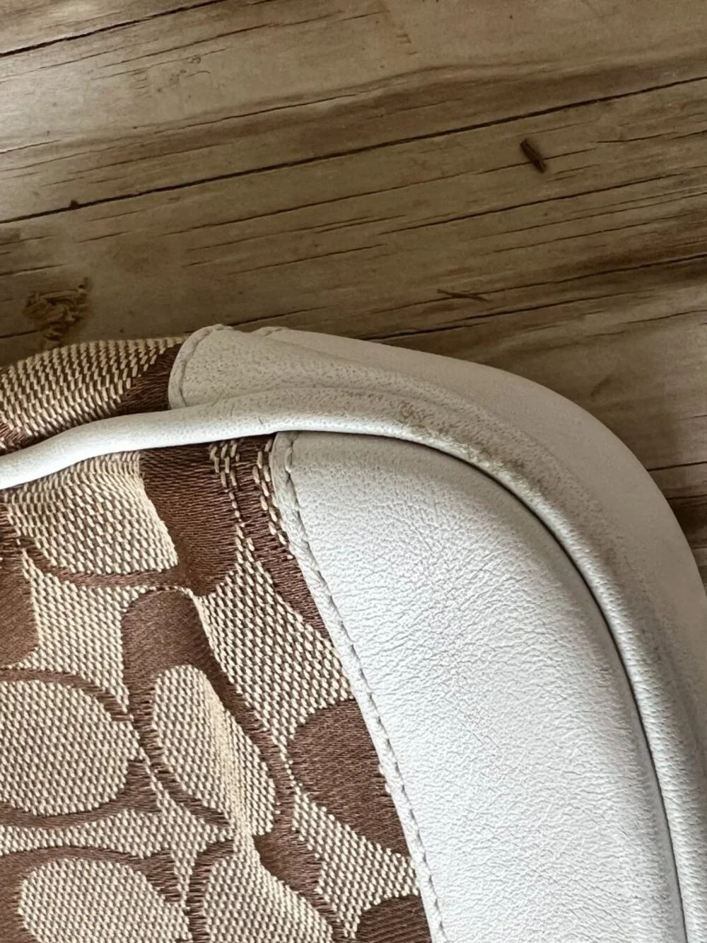 Vintage Coach Signature Jacquard Demi bag brown white leather Y2K shoulder bag - Picture 12 of 16